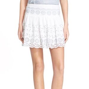 New See by Chloe White Anglaise Eyelet A-Line Mini Skirt